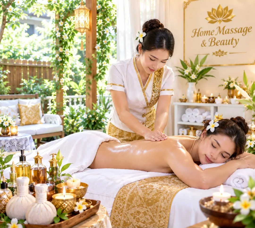 A therapist giving a relaxing back massage